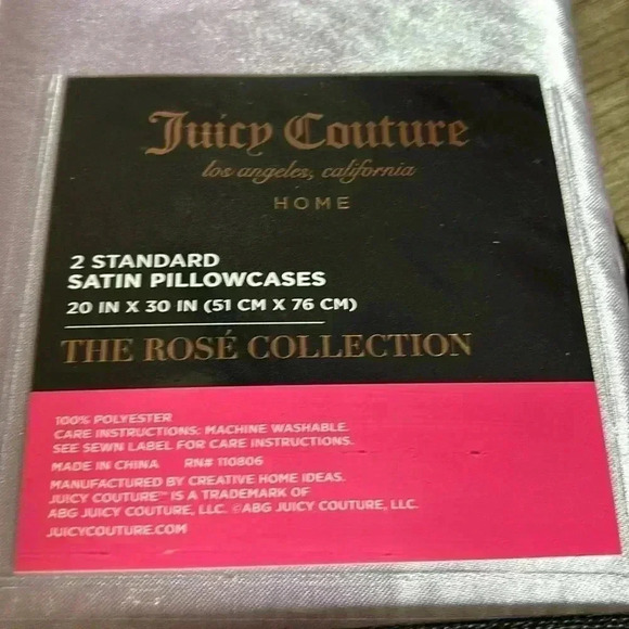 Juicy Couture Home The Rose Collection Standard Purple Satin Pillowcases Set - Picture 4 of 5